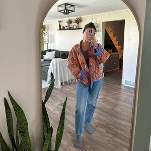 Free People Medium Chloe Quilted Floral Jacket Candy Combo
